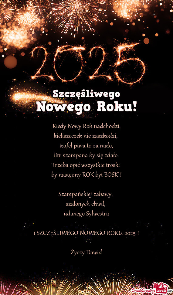 Udanego Sylwestra i SZCZĘŚLIWEGO NOWEGO ROKU 2025 ! Dawid