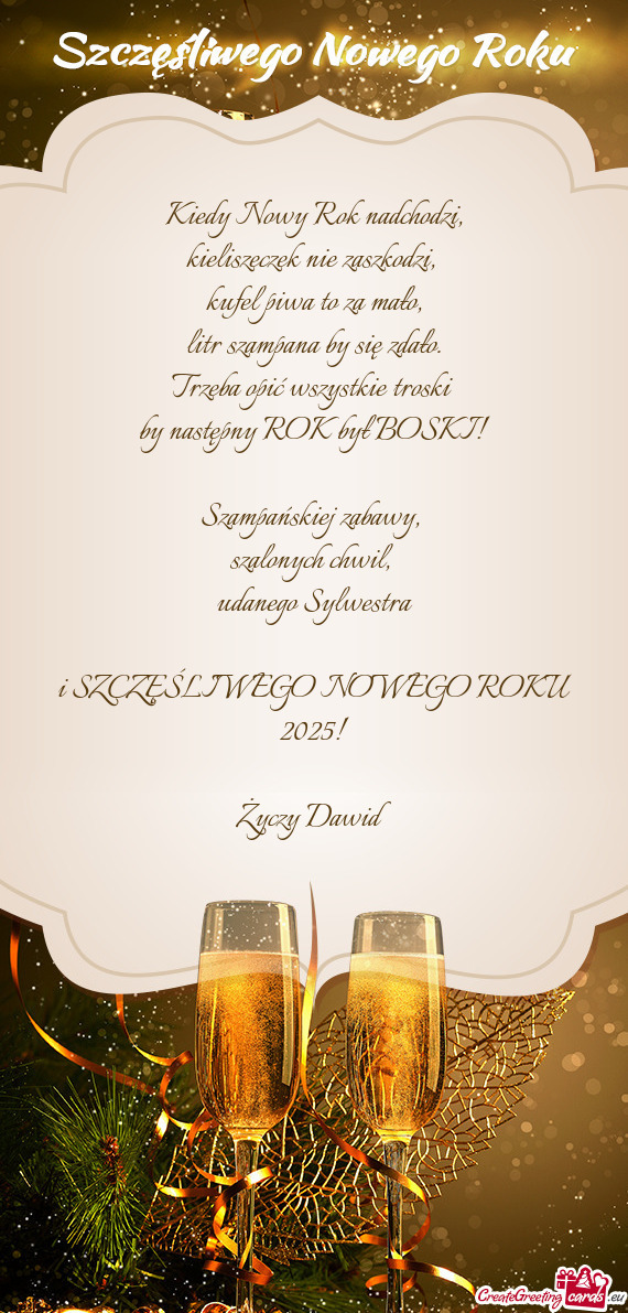 Udanego Sylwestra i SZCZĘŚLIWEGO NOWEGO ROKU 2025! Dawid