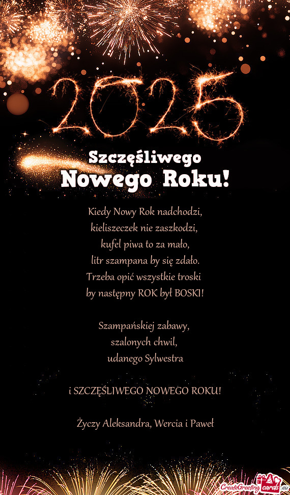 Udanego Sylwestra i SZCZĘŚLIWEGO NOWEGO ROKU! Aleksandra