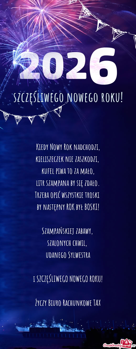 Udanego Sylwestra i SZCZĘŚLIWEGO NOWEGO ROKU! Biuro Rachunkowe TAX