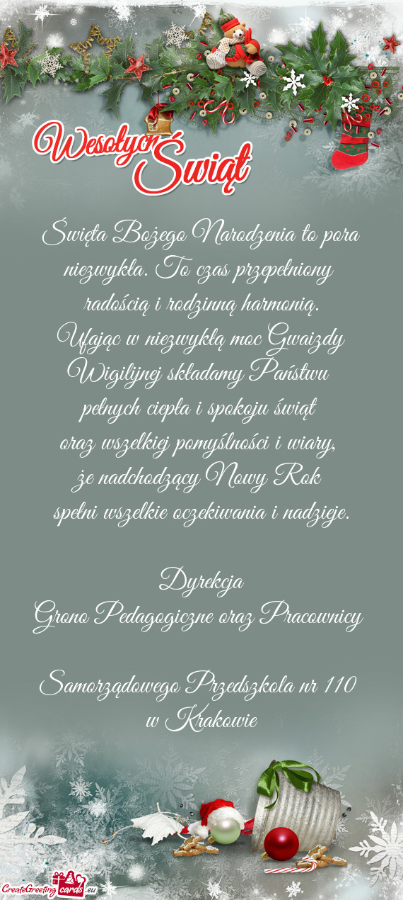 Ufając w niezwykłą moc Gwaizdy Wigilijnej składamy Państwu