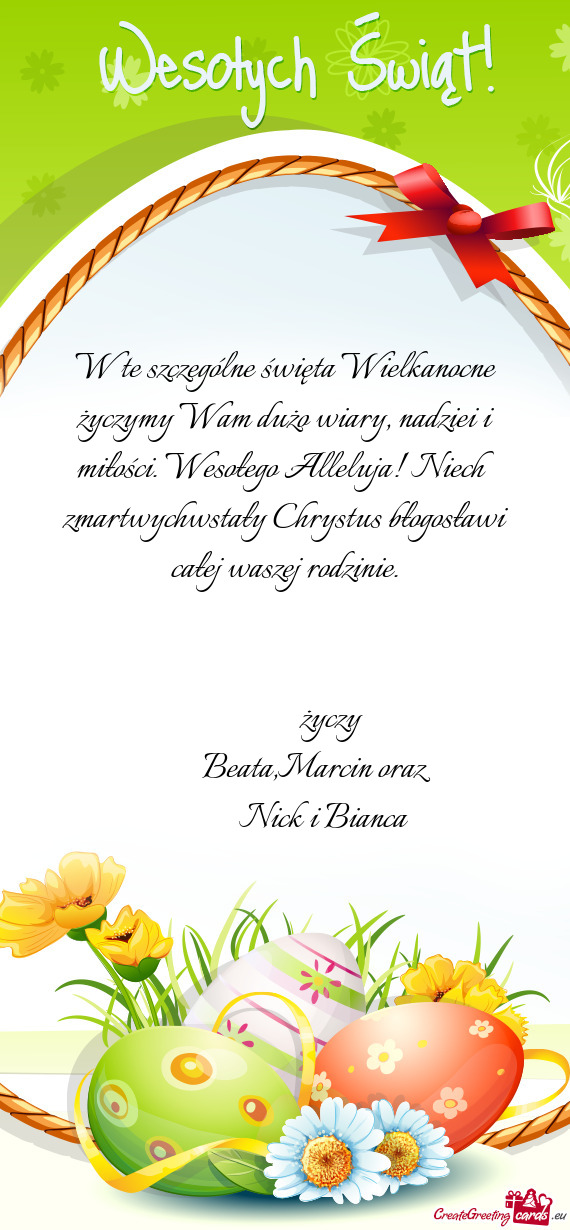 Uja! Niech zmartwychwstały Chrystus błogosławi całej waszej rodzinie