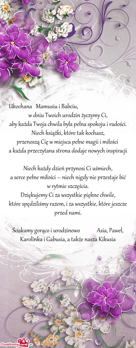 Ukochana 💕Mamusiu i Babciu,           w dniu Twoich urodzin życz