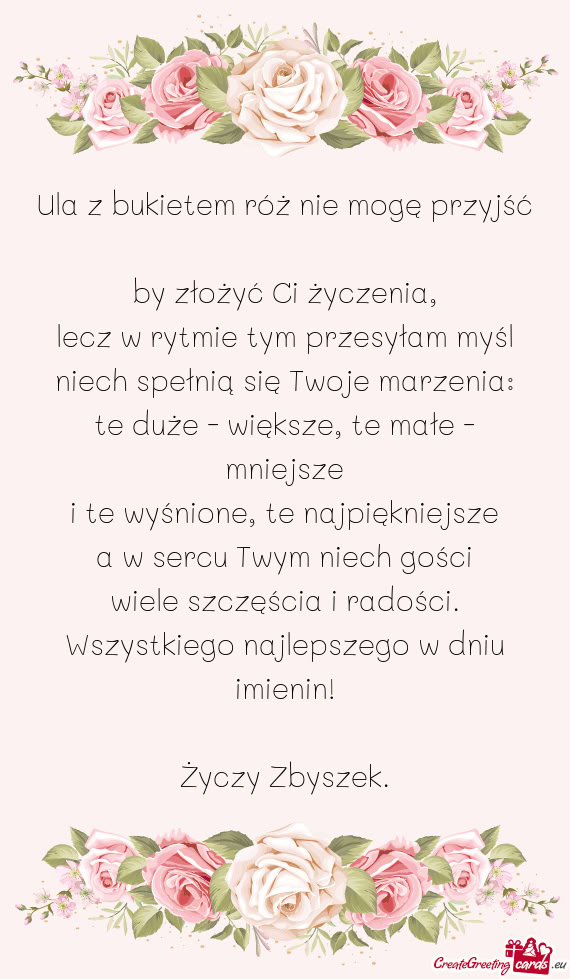 Ula z bukietem róż nie mogę przyjść