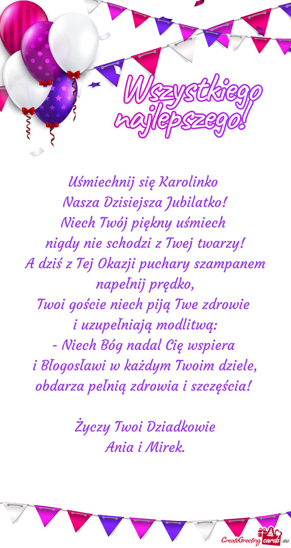 Uśmiechnij się Karolinko