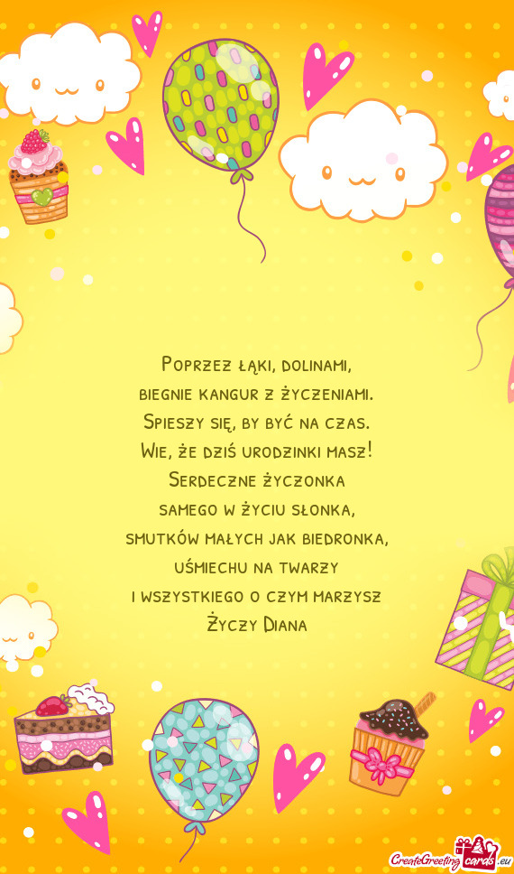 Uśmiechu na twarzy i wszystkiego o czym marzysz Diana