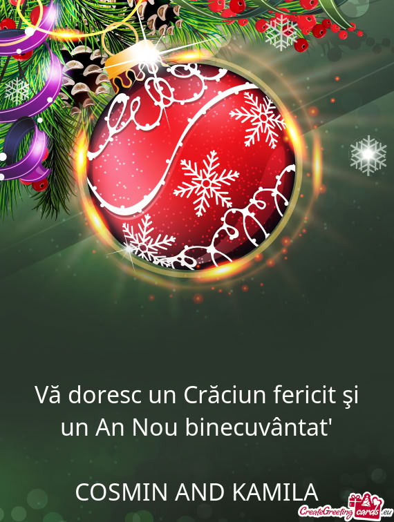 Vă doresc un Crăciun fericit şi un An Nou binecuvântat"