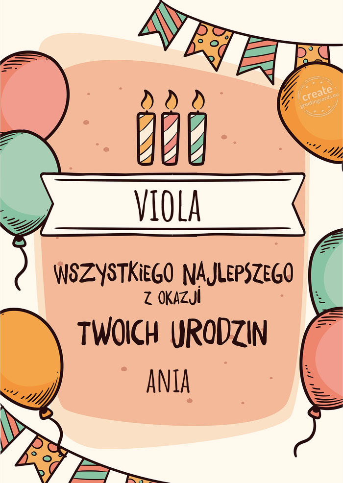 Viola Wszystkiego Najlepszego z okazji Twoich urodzin ania