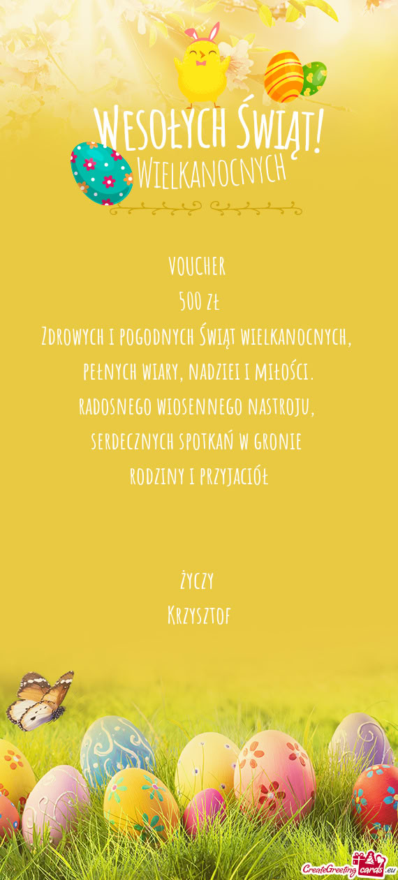 VOUCHER 500 zł Zdrowych i pogodnych Świąt wielkanocnych
