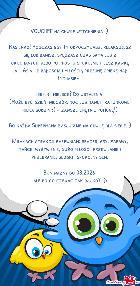 VOUCHER na chwilę wytchnienia :)