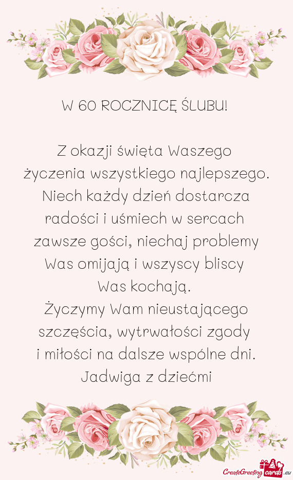 W 60 ROCZNICĘ ŚLUBU