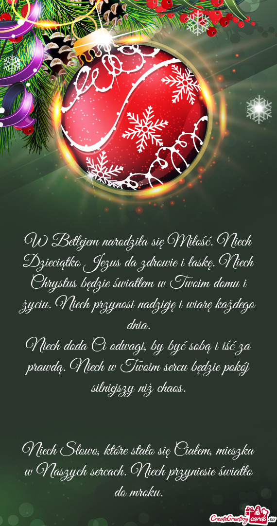 W Betlejem narodziła się Miłość. Niech Dzieciątko Jezus da zdrowie i łaskę. Niech Chrystus b