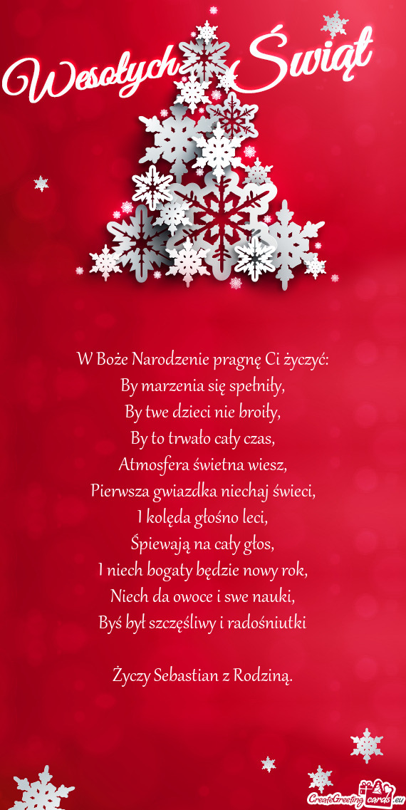 W Boże Narodzenie pragnę Ci życzyć: