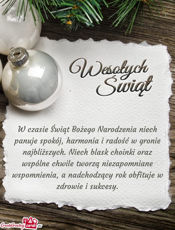 W czasie Świąt Bożego Narodzenia niech panuje spokój, harmonia i radość w gronie najbliższych