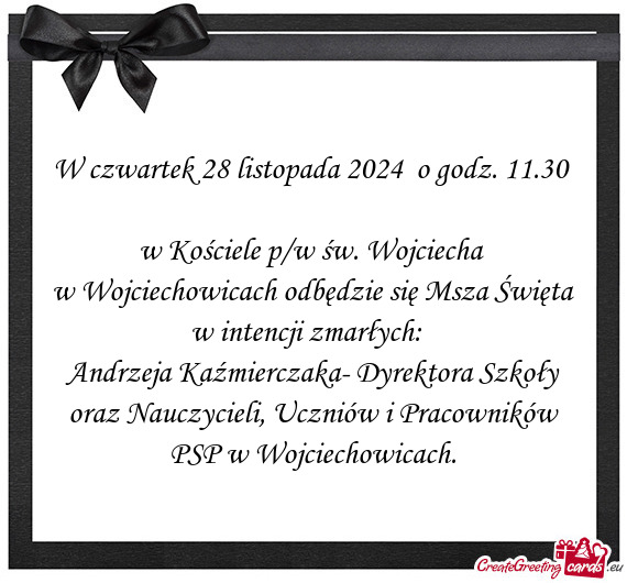 W czwartek 28 listopada 2024 o godz. 11.30