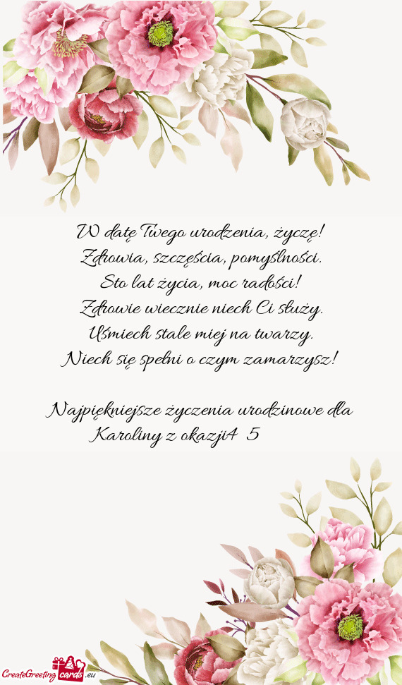 W datę Twego urodzenia, życzę