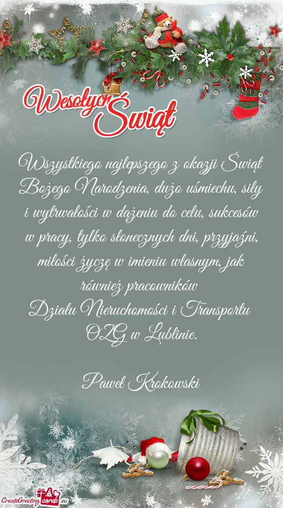 W dążeniu do celu, sukcesów w pracy, tylko słonecznych dni, przyjaźni, miłości życzę w imie