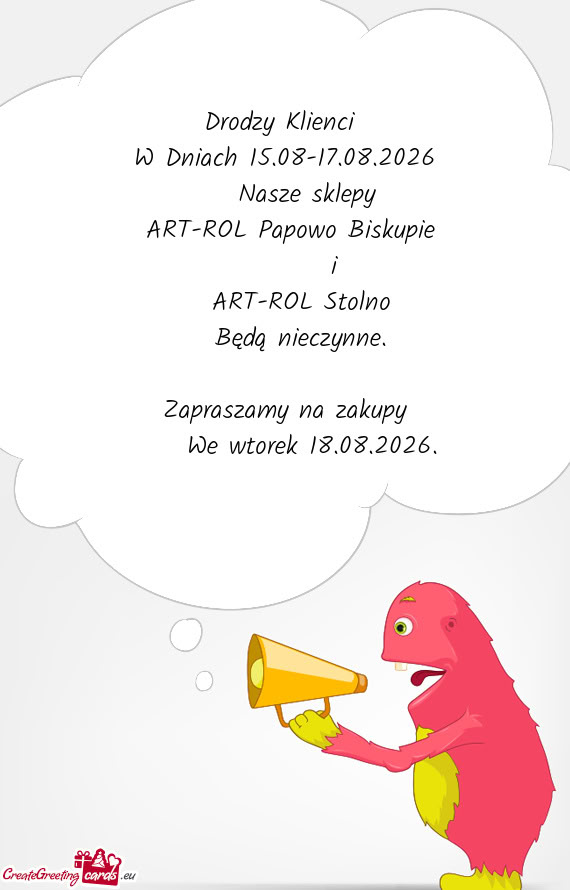 W Dniach 15.08-17.08.2026