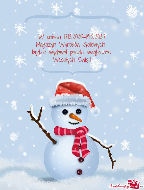 W dniach 15.12.2025-19.12.2025