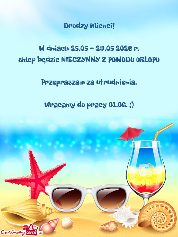 W dniach 25.05 - 29.05 2026 r