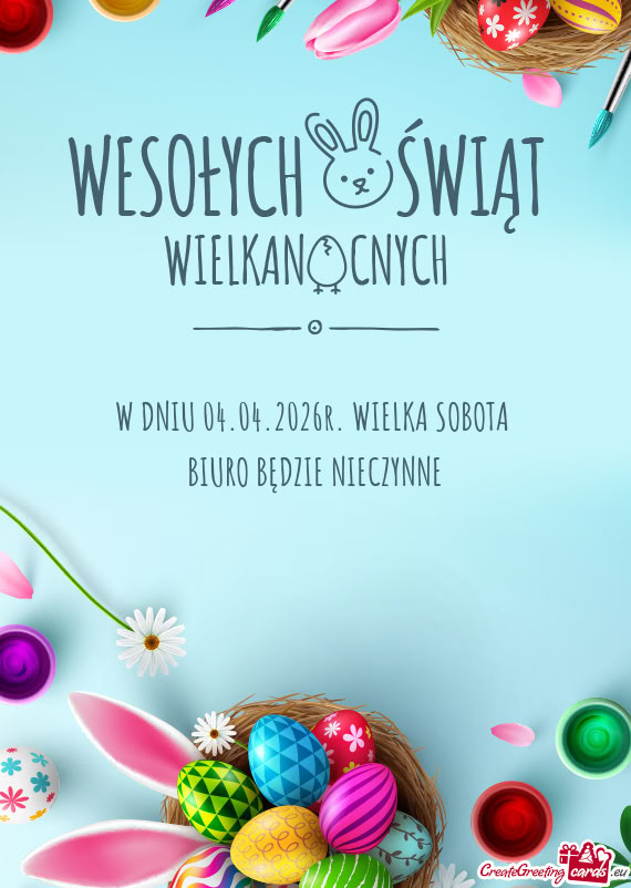 W DNIU 04.04.2026r. WIELKA SOBOTA