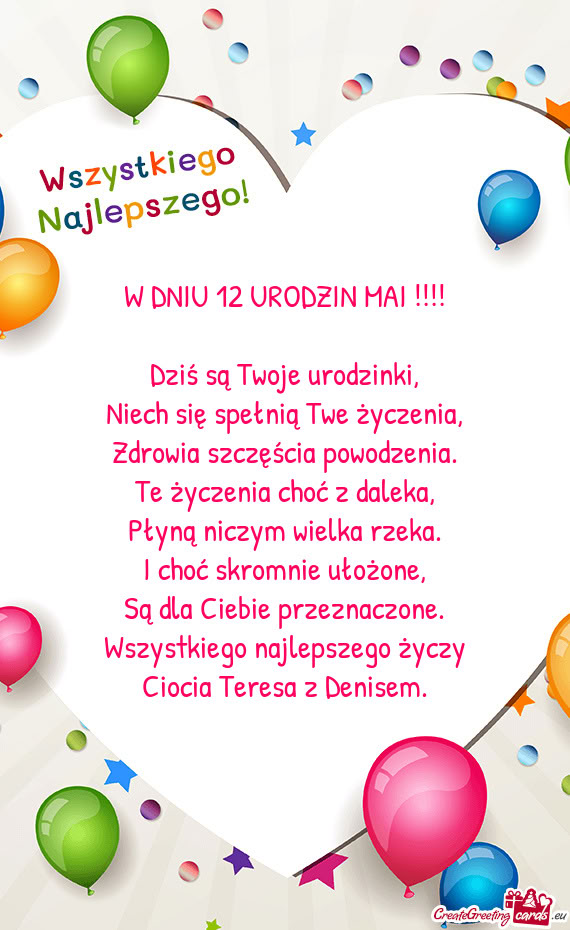 W DNIU 12 URODZIN MAI