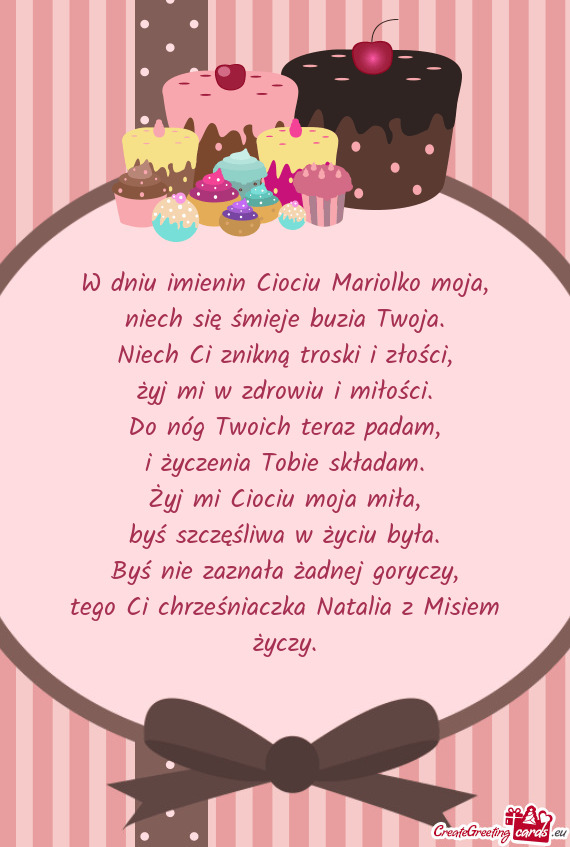 W dniu imienin Ciociu Mariolko moja