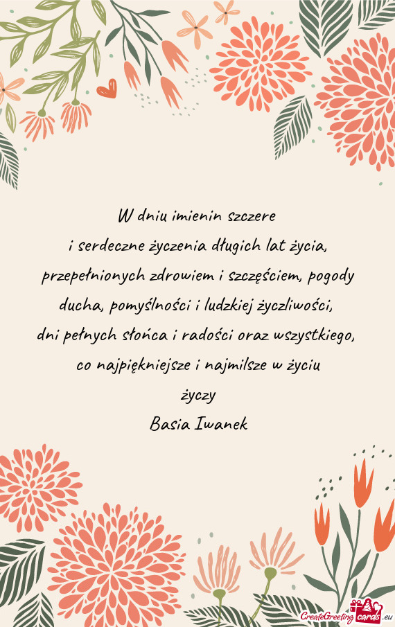 W dniu imienin szczere