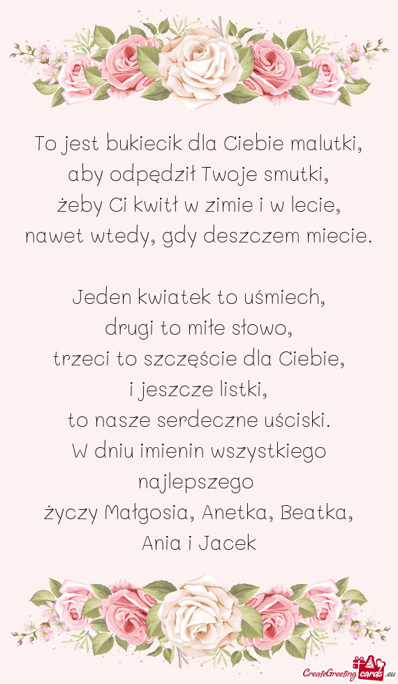 W dniu imienin wszystkiego najlepszego Małgosia