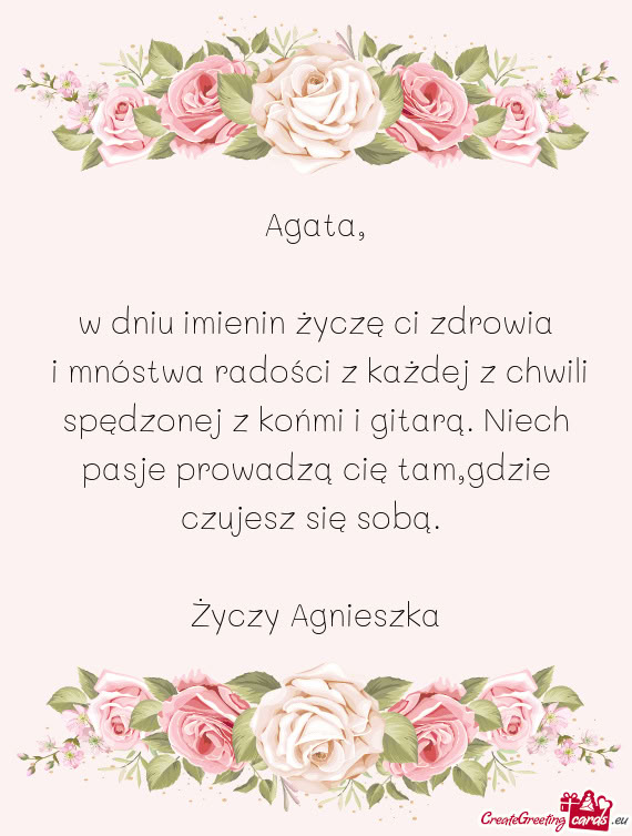W dniu imienin życzę ci zdrowia