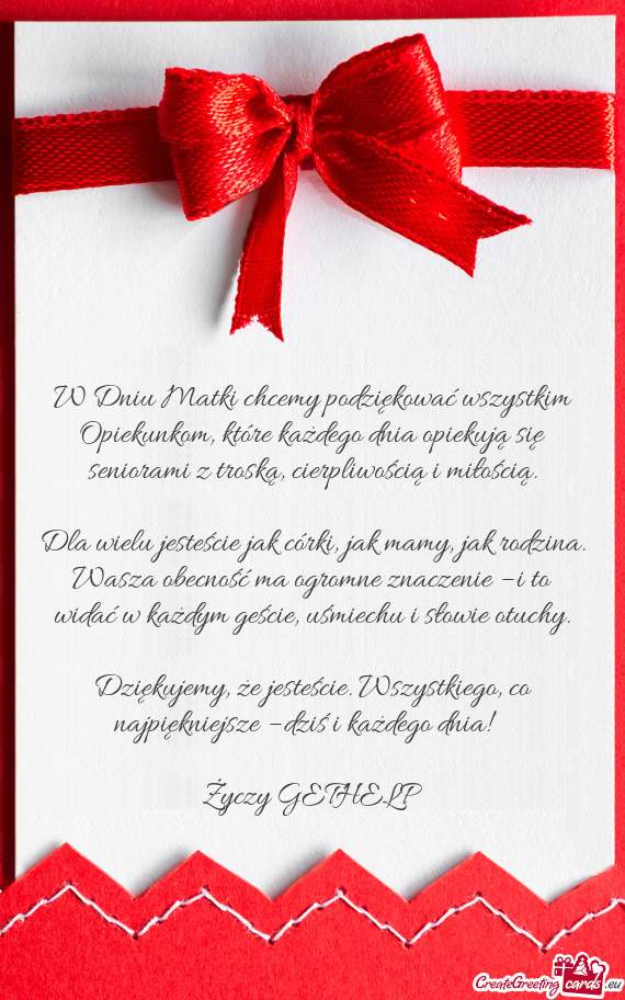 W Dniu Matki chcemy podziękować wszystkim Opiekunkom, które każdego dnia opiekują się senioram