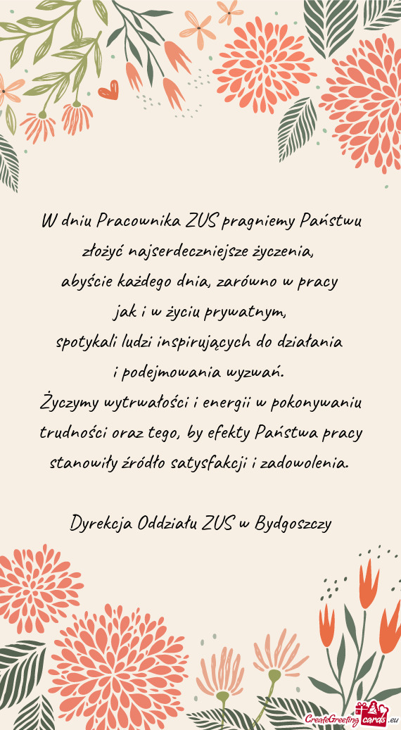 W dniu Pracownika ZUS pragniemy Państwu złożyć najserdeczniejsze życzenia