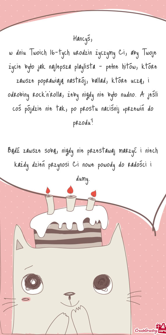 W dniu Twoich 16-tych urodzin życzymy Ci, aby Twoje życie było jak najlepsza playlista – pełne