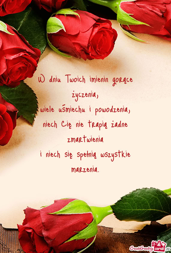 W dniu Twoich imienin gorące życzenia