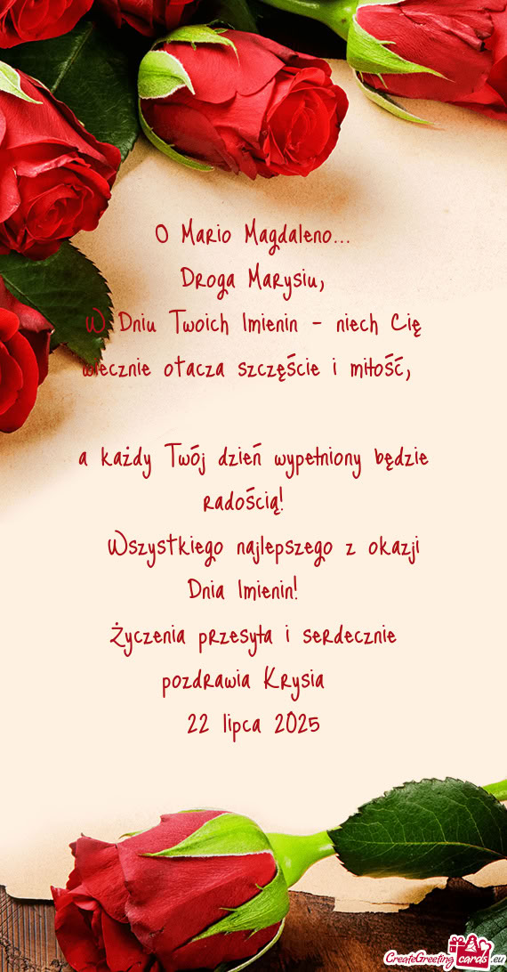 W Dniu Twoich Imienin - niech Cię wiecznie otacza szczęście i miłość