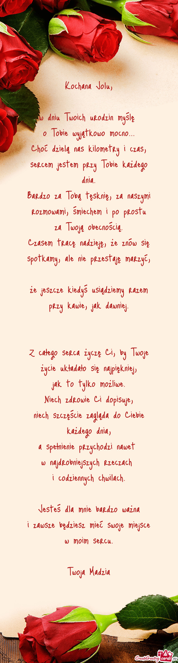 W dniu Twoich urodzin myślę