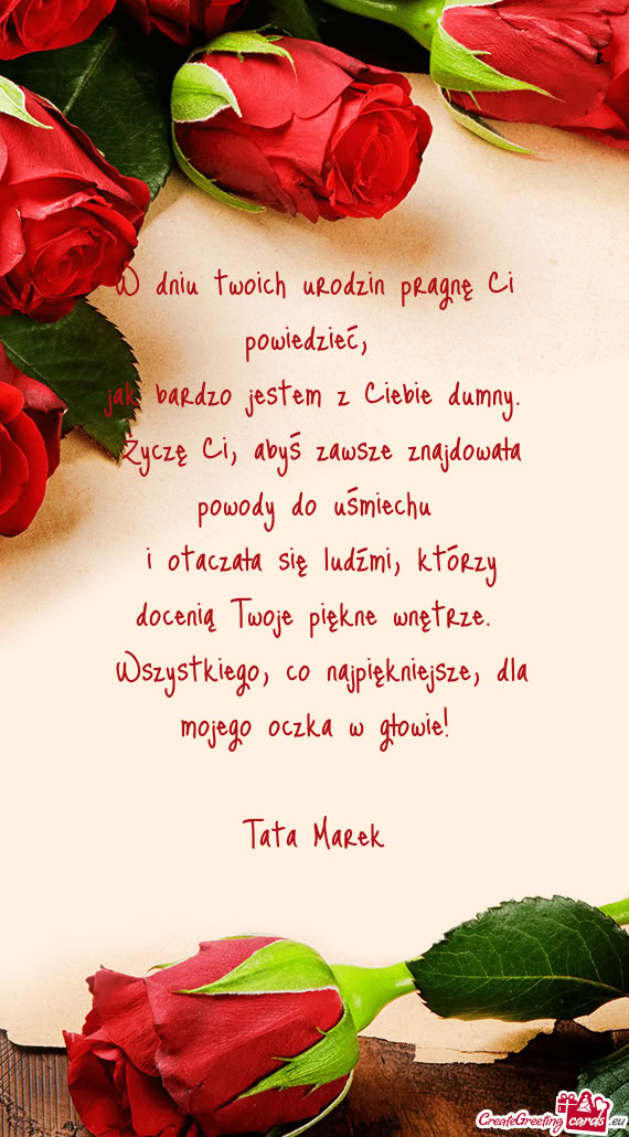 W dniu twoich urodzin pragnę Ci powiedzieć