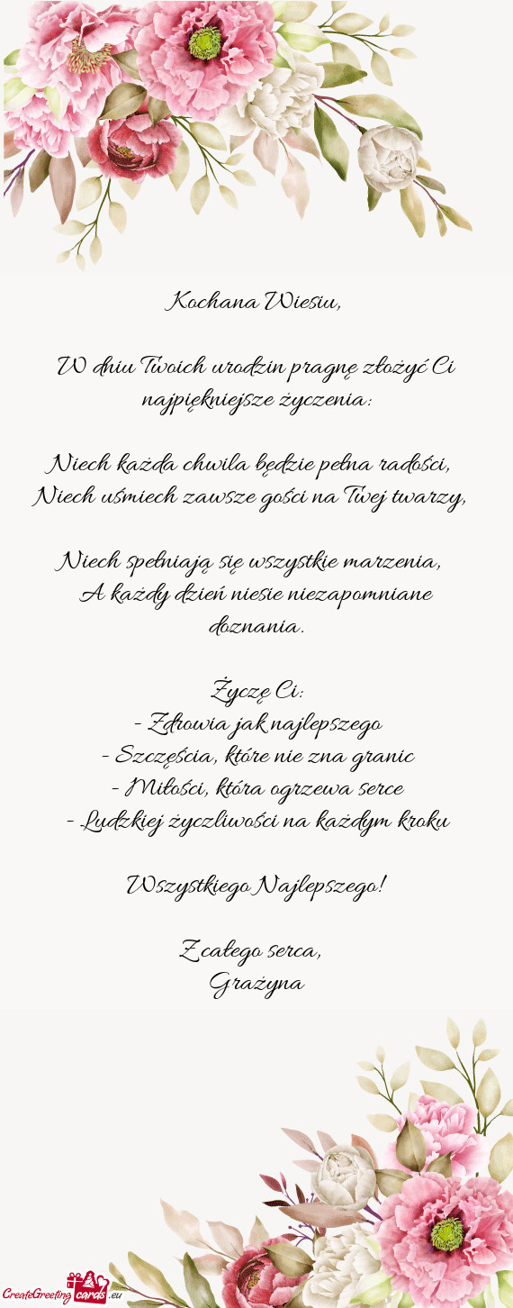 W dniu Twoich urodzin pragnę złożyć Ci najpiękniejsze życzenia