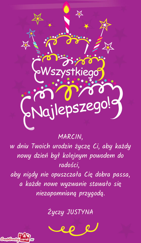 W dniu Twoich urodzin życzę Ci, aby każdy nowy dzień był kolejnym powodem do radości
