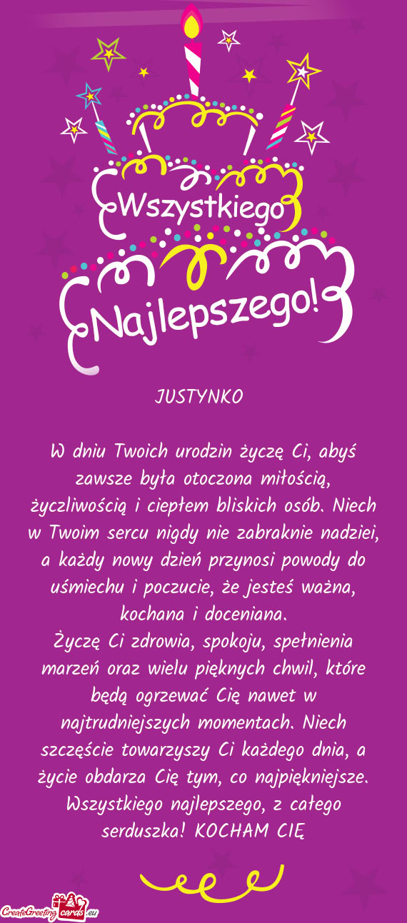 W dniu Twoich urodzin życzę Ci, abyś zawsze była otoczona miłością, życzliwością i ciepłe