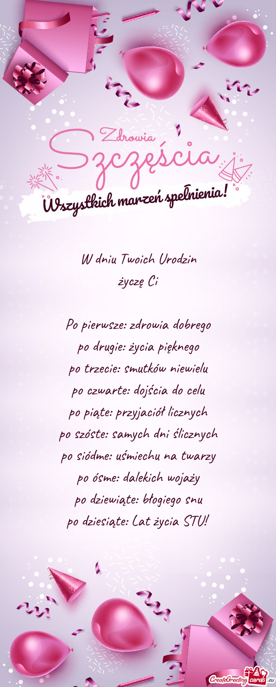 W dniu Twoich Urodzin życzę Ci Po pierwsze