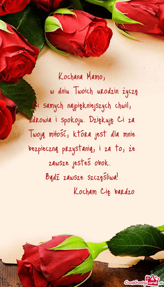 W dniu Twoich urodzin życzę Ci samych najpiękniejszych chwil, zdrowia i spokoju. Dziękuję