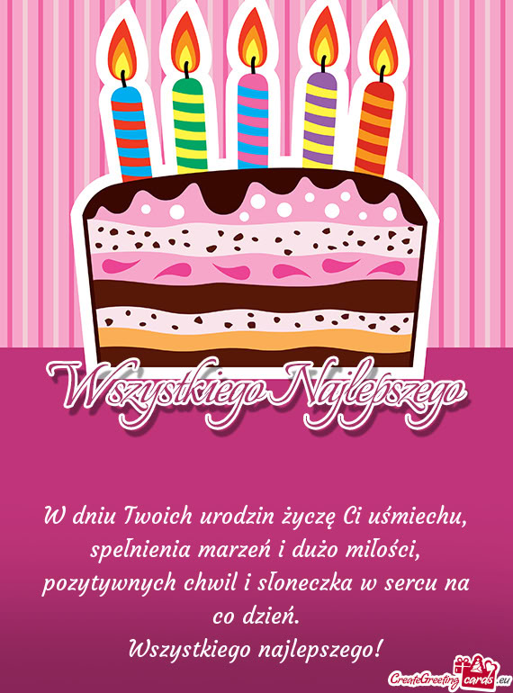 W dniu Twoich urodzin życzę Ci uśmiechu, spełnienia marzeń i dużo miłości, pozytywnych chwil