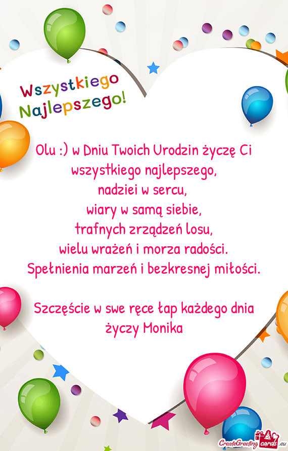 ) w Dniu Twoich Urodzin życzę Ci wszystkiego najlepszego