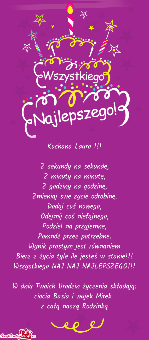 W dniu Twoich Urodzin życzenia składają