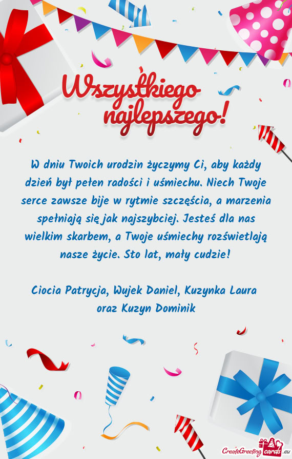 W dniu Twoich urodzin życzymy Ci, aby każdy dzień był pełen radości i uśmiechu. Niech Twoje s