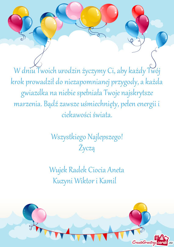 W dniu Twoich urodzin życzymy Ci, aby każdy Twój krok prowadził do niezapomnianej przygody, a ka