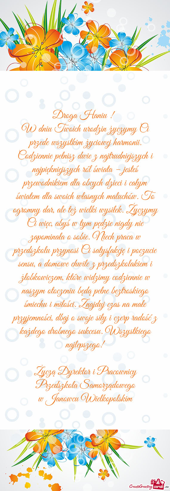 W dniu Twoich urodzin życzymy Ci przede wszystkim życiowej harmonii. Codziennie pełnisz dwie z na