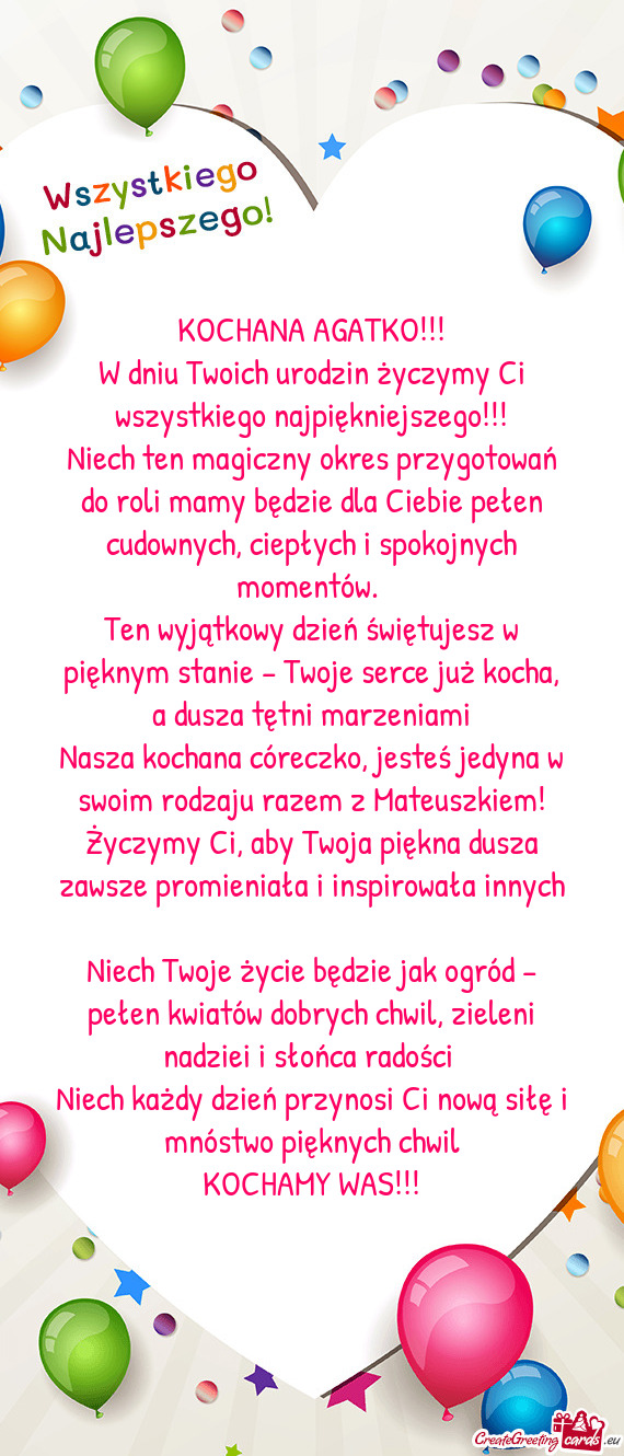 W dniu Twoich urodzin życzymy Ci wszystkiego najpiękniejszego