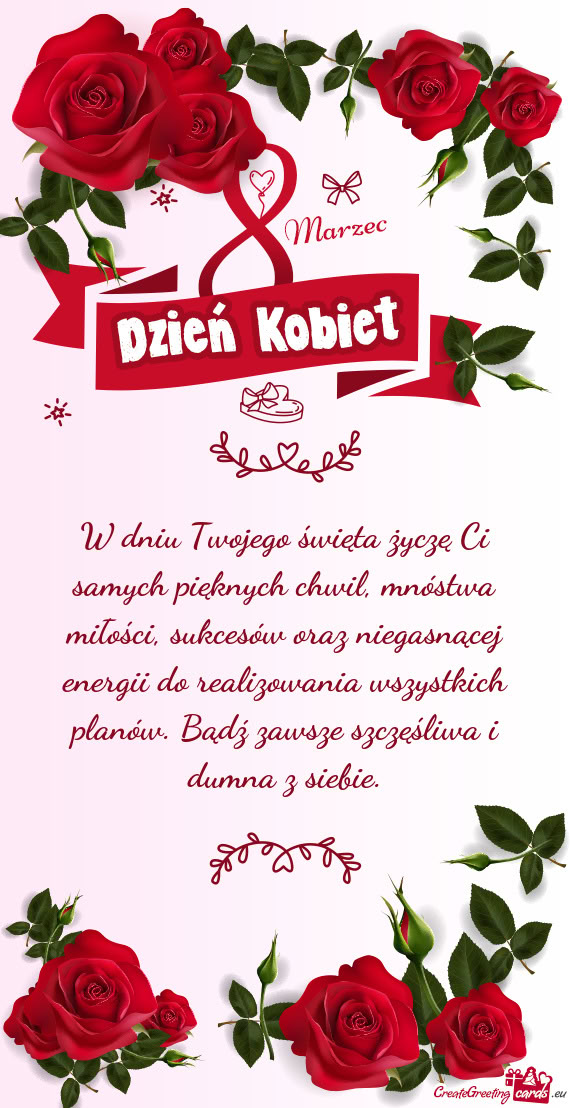 W dniu Twojego święta życzę Ci samych pięknych chwil, mnóstwa miłości, sukcesów oraz niegas